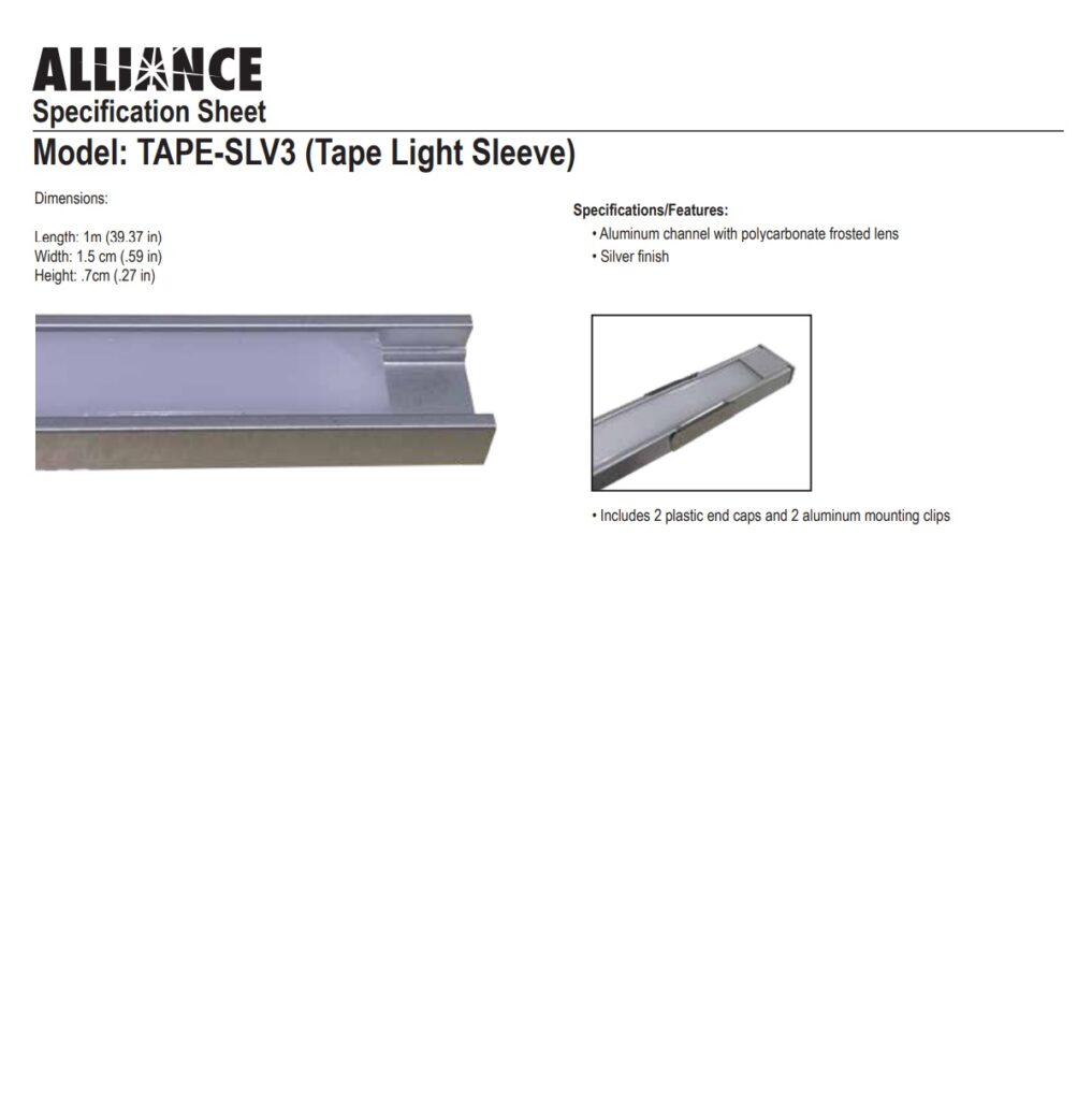 Alliance Tape Lighting Aluminum Sleeve 3 ft The Pond & Rock Shop